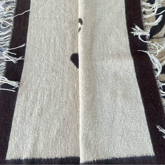 Vintage Southwestern Aztec Wool Bird Tapestry Rug Natural Fibers Fringe 32x56 - Picture 6 of 14